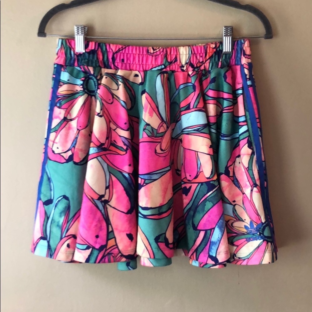 Adidas Floral Mini Skirt - Pink and Green